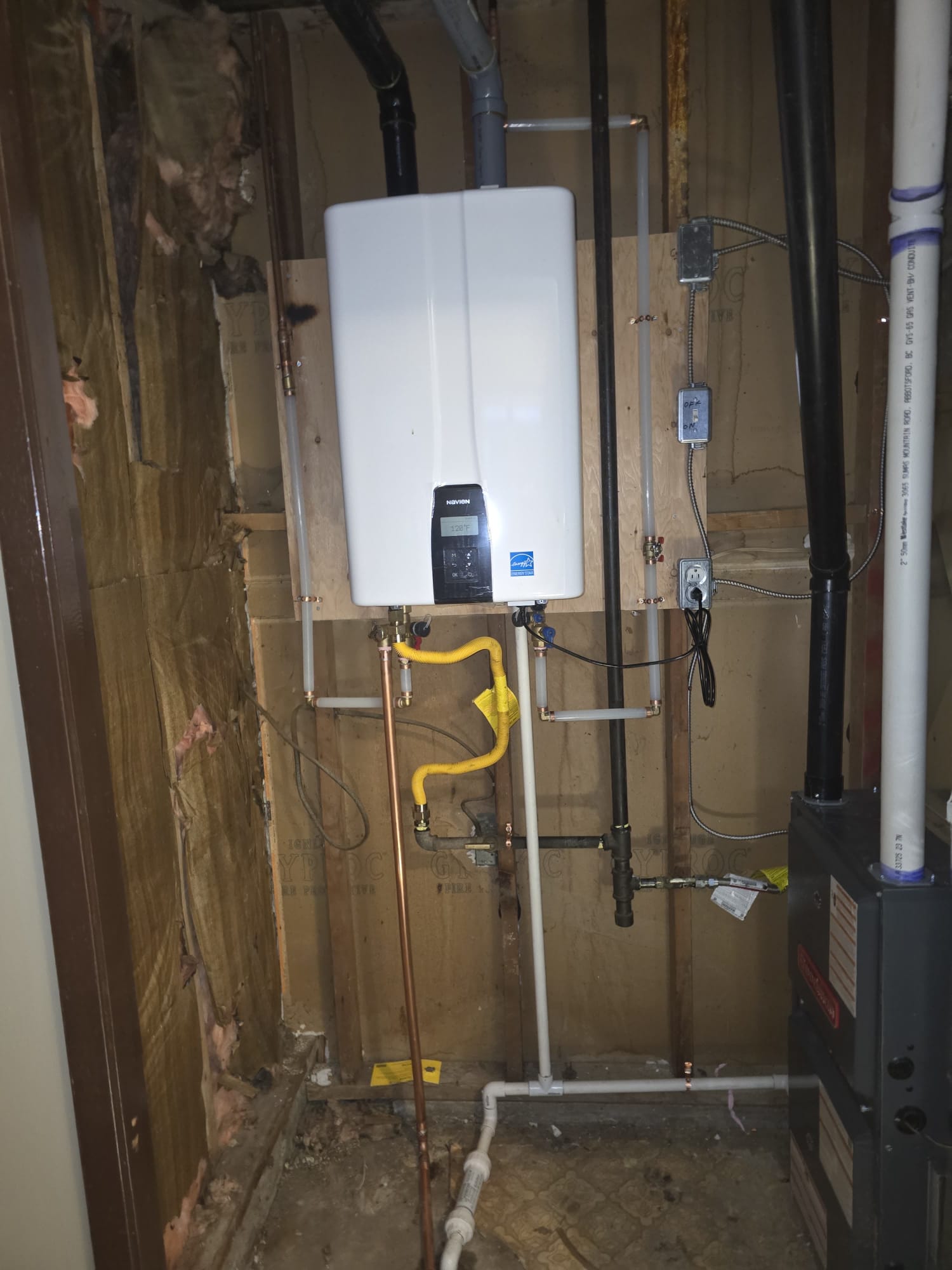 Gas tankless water heater installation