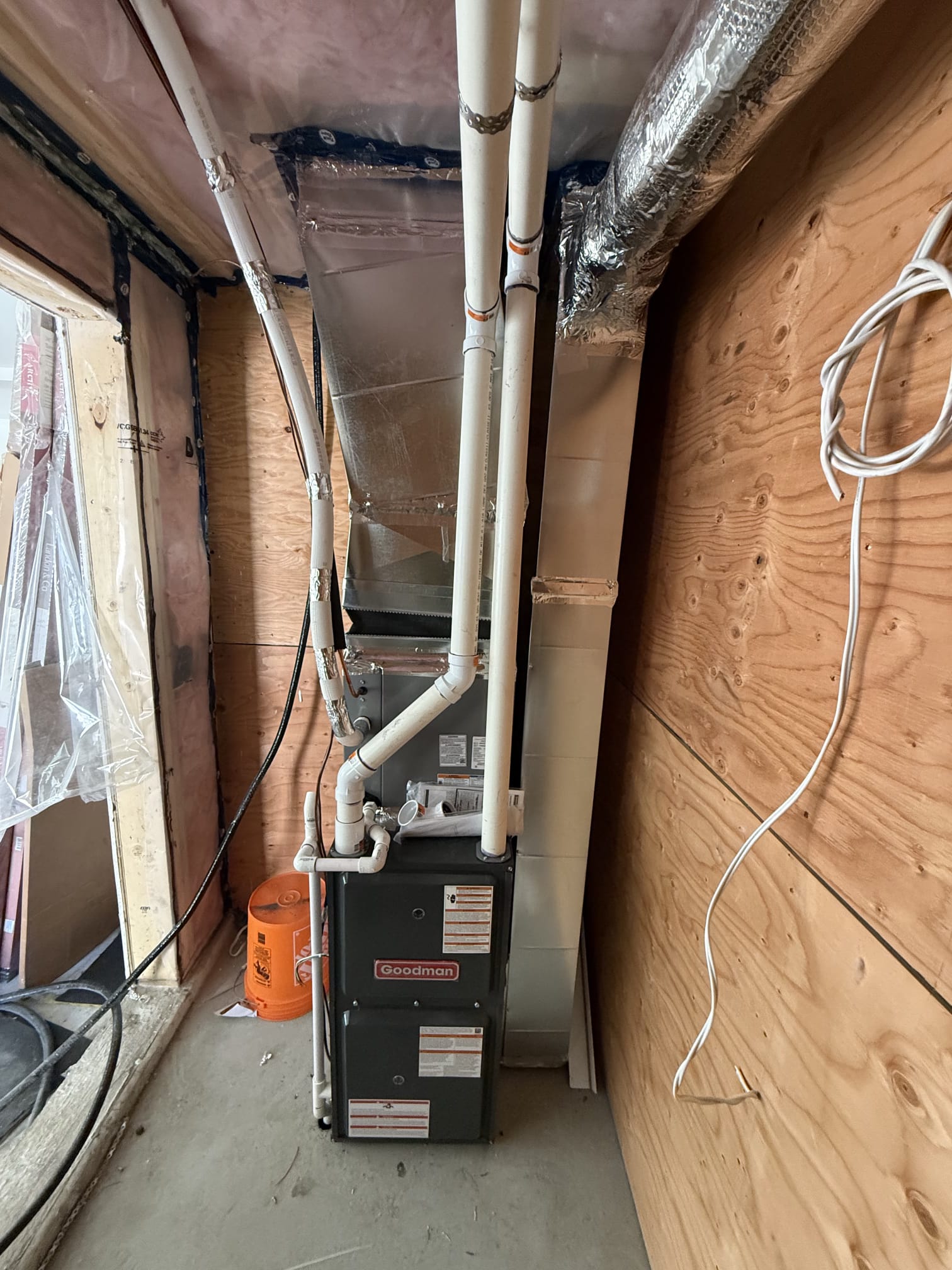 Furnace installation at a new construction site